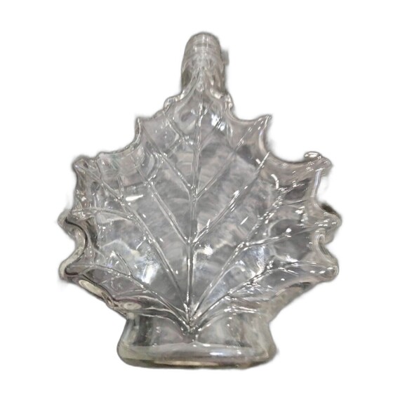 Maple Leaf Shaped Glass Bottle Empty  Maple Syrup Clear  8" Used No Flaws NO CAP - Picture 1 of 4